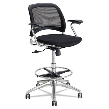 Safco® Reve Mesh Extended-height Chair, Supports Up To 250 Lb, 25" To 35" Seat Height, Black Seat-back, Chrome Base freeshipping - TVN Wholesale